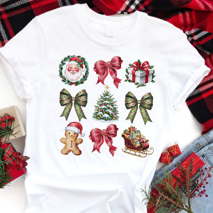 T-shirt En Tri-matière Nœuds papillons vintage de Noël, guirlandes et cad