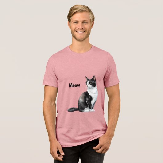 T-shirt En Tri-matière Noir blanc Cat Meow (Recto plein)