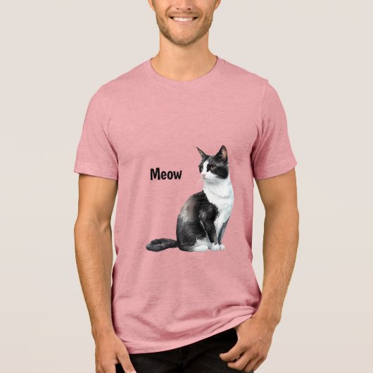 T-shirt En Tri-matière Noir blanc Cat Meow (Recto)