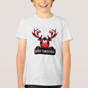 T-shirt En Tri-matière Noir rouge et noir Buffalo Plaid Reinder Noël
