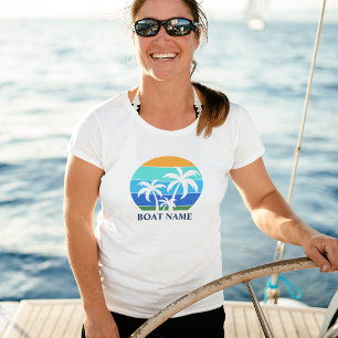 T-shirt En Tri-matière Nom du bateau Sun Palm Trees Blanc