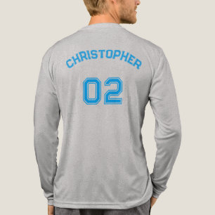 T-shirt En Tri-matière Nom du joueur Numéro Jersey Mens Grey Long Sleeve