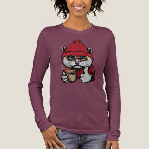 T-shirt En Tri-matière Nom personnalisé / Texte Cute Café Cat