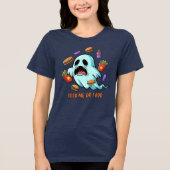 T-shirt En Tri-matière Nourrir Moi Ou Je Boo Ghost Halloween (Recto)