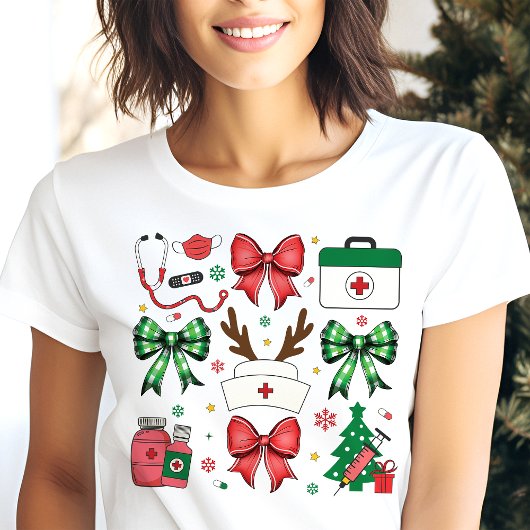 T-shirt En Tri-matière Nourriture Noël Médicale Vacances Coquette Bows