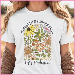 T-shirt En Tri-matière Noyau Floral De Cottage Moderne Nom De Professeur