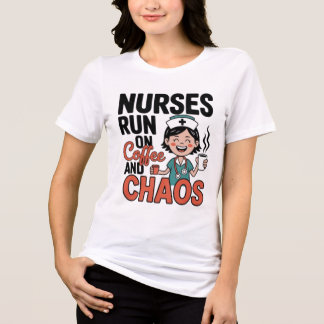 T-shirt En Tri-matière Nurses Run On Coffee And Chaos Funny Nurse Women T