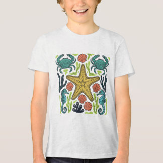 T-shirt En Tri-matière Ocean Life Symphony – Starfish, Seahorses & Crabs