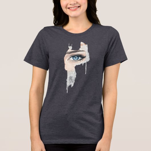 T-shirt En Tri-matière OEil bleu Collage Abstrait (Recto)