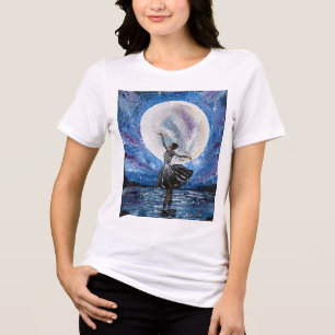 T-shirt En Tri-matière Œuvre d'art faite main - Danse avec la lune