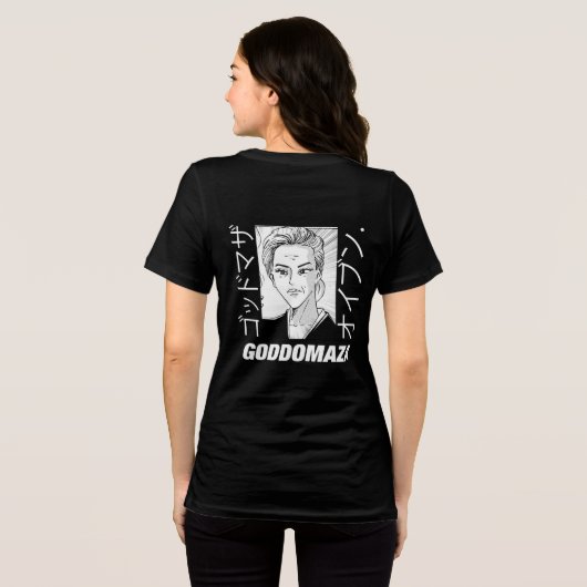 T-SHIRT  EN TRI-MATIÈRE OG MOMOKO TÊTE RETOUR (NOIR) (Verso intégral)