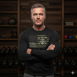 T-shirt En Tri-matière Older Slower Smarter Skull US Flag Long Sleeve Tee