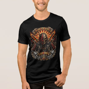 T-shirt En Tri-matière Oni Biker Samurai , Vivre pour Rouler Samouraï Oni