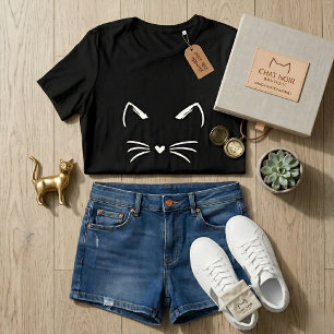 T-shirt En Tri-matière Oreilles et moustaches de chat mignon avec nez en 
