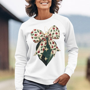 T-shirt En Tri-matière Ornement de vacances vintage avec mignon Bow