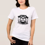 T-shirt En Tri-matière Otter In Water Line Art (Recto)