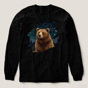 T-shirt En Tri-matière Ours brun rétro paysage d'hiver de minuit