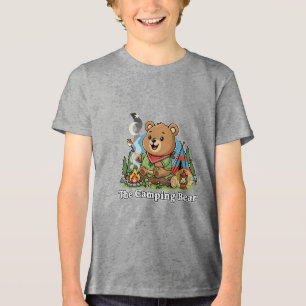 T-shirt En Tri-matière Ours de camping de dessin animé mignon faisant rôt