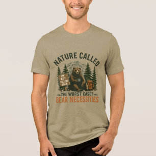 T-shirt En Tri-matière Ours Drôle Panneau de Camping Nature a Téléphoné