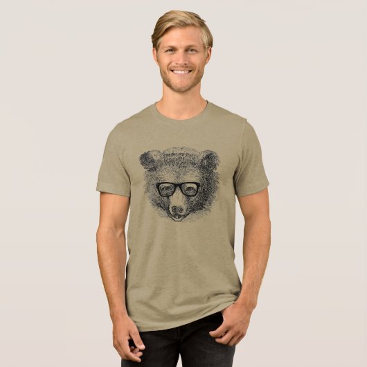 T-shirt En Tri-matière Ours Hipster avec lunettes (Recto plein)