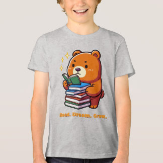 T-shirt En Tri-matière Ours lisant mignon avec livres Kawaii