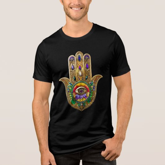 T-shirt En Tri-matière Painted Gold Hamsa Amethyst Ruby Third Eye (Recto)