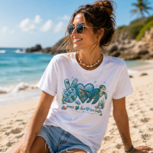 T-shirt En Tri-matière Paix, Amour et Tortues Marines Été