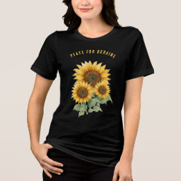 T-shirt En Tri-matière Paix pour l'Ukraine. Symbole des tournesols de la 