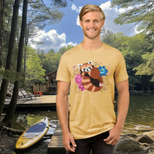 T-shirt En Tri-matière Panda Rouge Lotus Fleurs Henné