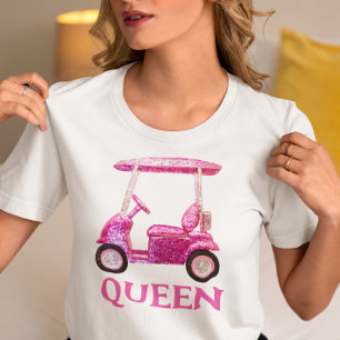 T-shirt En Tri-matière Panier de golf rose Faux Sequin Queen
