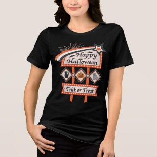 T-shirt En Tri-matière Panneau d'Halloween Vintage rétros - Tricoter ou t