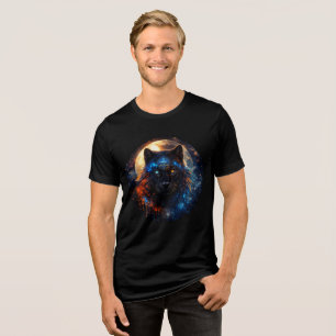 T-shirt En Tri-matière Panthère céleste avec Lune et géométrie sacrée