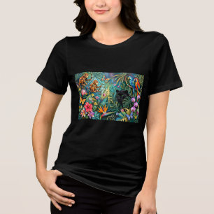 T-shirt En Tri-matière Panthère noire Afrique Collage gai Style Jungle