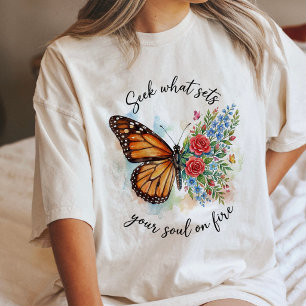 T-shirt En Tri-matière Papillon Citation Inspirante Aquarelle Florale