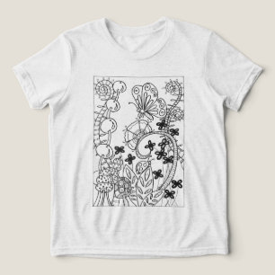 T-shirt En Tri-matière papillon et coccinelle aux fleurs