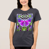 T-shirt En Tri-matière Papillon et Médaillon Motif Batik en violet (Recto)