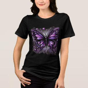 T-shirt En Tri-matière Papillon gothique blanc violet noir couleur