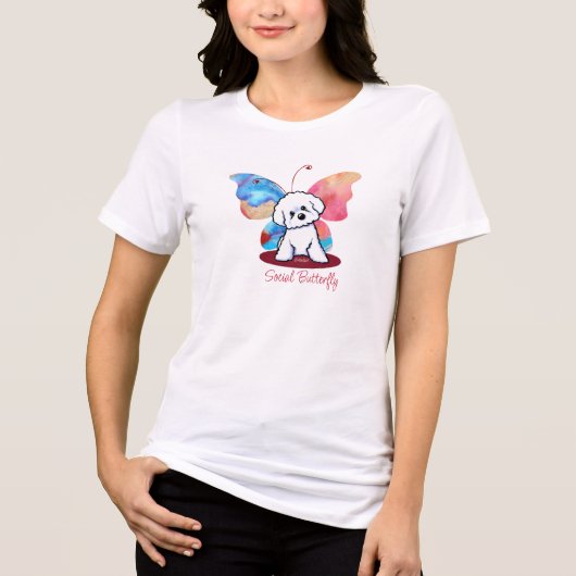 T-shirt En Tri-matière Papillon KiniArt Bichon (Recto)