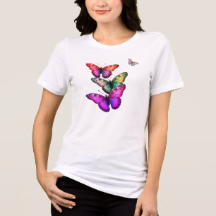 T-shirt En Tri-matière Papillons de couleurs vives avant + arrière de bla