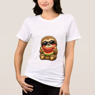 T-shirt En Tri-matière Paresseux mignon avec pastèque