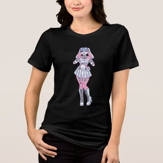 T-shirt En Tri-matière Pastel Kawaii Bunny Girl Fer T-shirt (Recto)