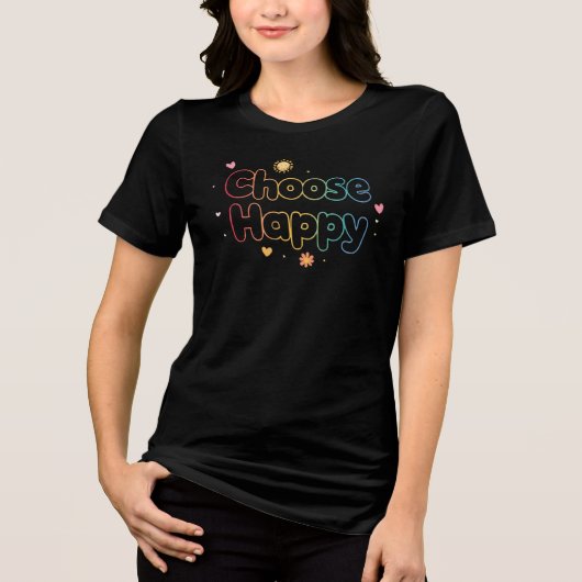 T-shirt En Tri-matière Pastel Rainbow "Choose Happy" Quote (Recto)