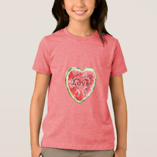 T-shirt En Tri-matière Pastèque à coeur rouge vert
