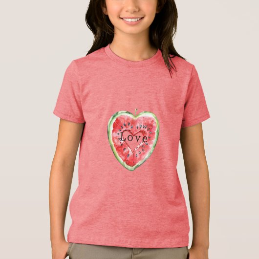 T-shirt En Tri-matière Pastèque à coeur rouge vert (Recto)