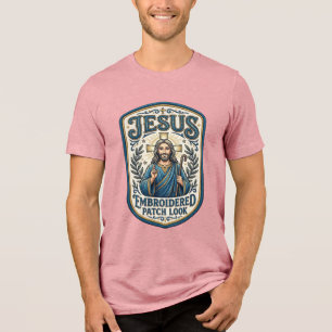 T-shirt En Tri-matière Patch brodé Jésus Regardez Patch brodé Jésus