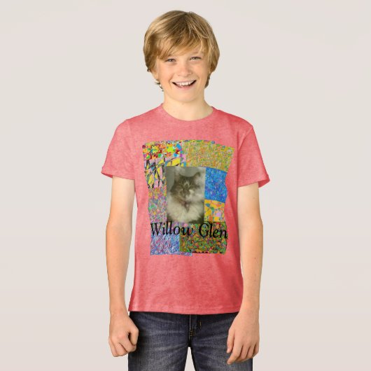 T-shirt En Tri-matière patchwork de Willow Glen et chat (Recto plein)