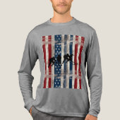 T-shirt En Tri-matière Patriotic Wood Flag Hockey Players  (Recto)