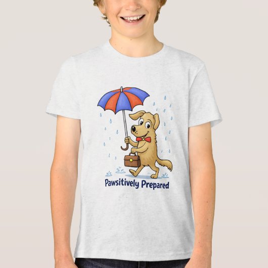 T-shirt En Tri-matière Pawsitively Prepared – Cute Dog with Umbrella (Recto)