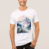 T-shirt En Tri-matière Paysage alpin aquarelle avec Fleur sauvage (Recto)