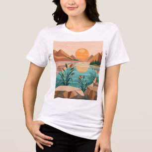 T-shirt En Tri-matière Paysage de coucher de soleil au lac de montagne pa